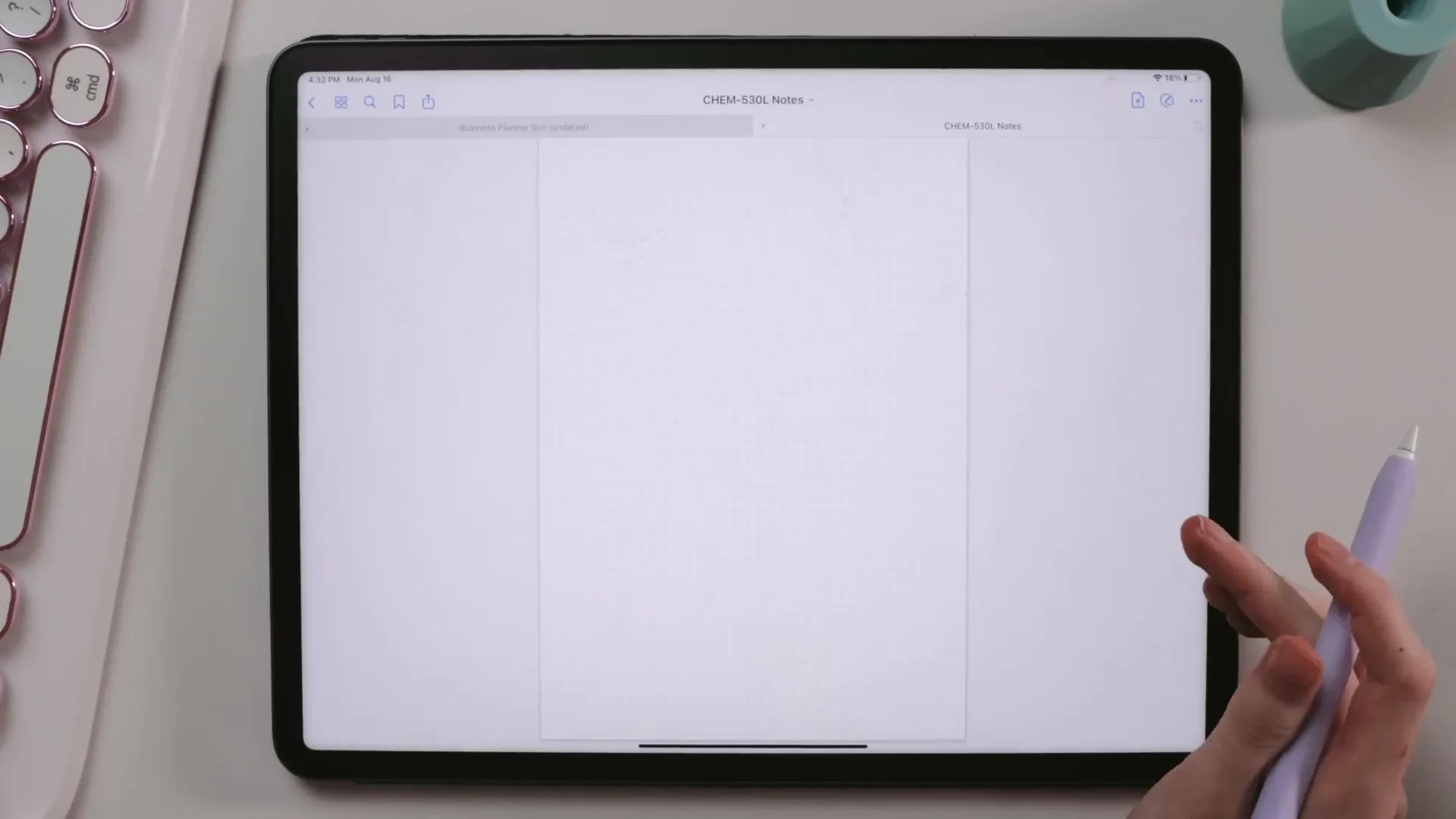 GoodNotes app showing grid paper template