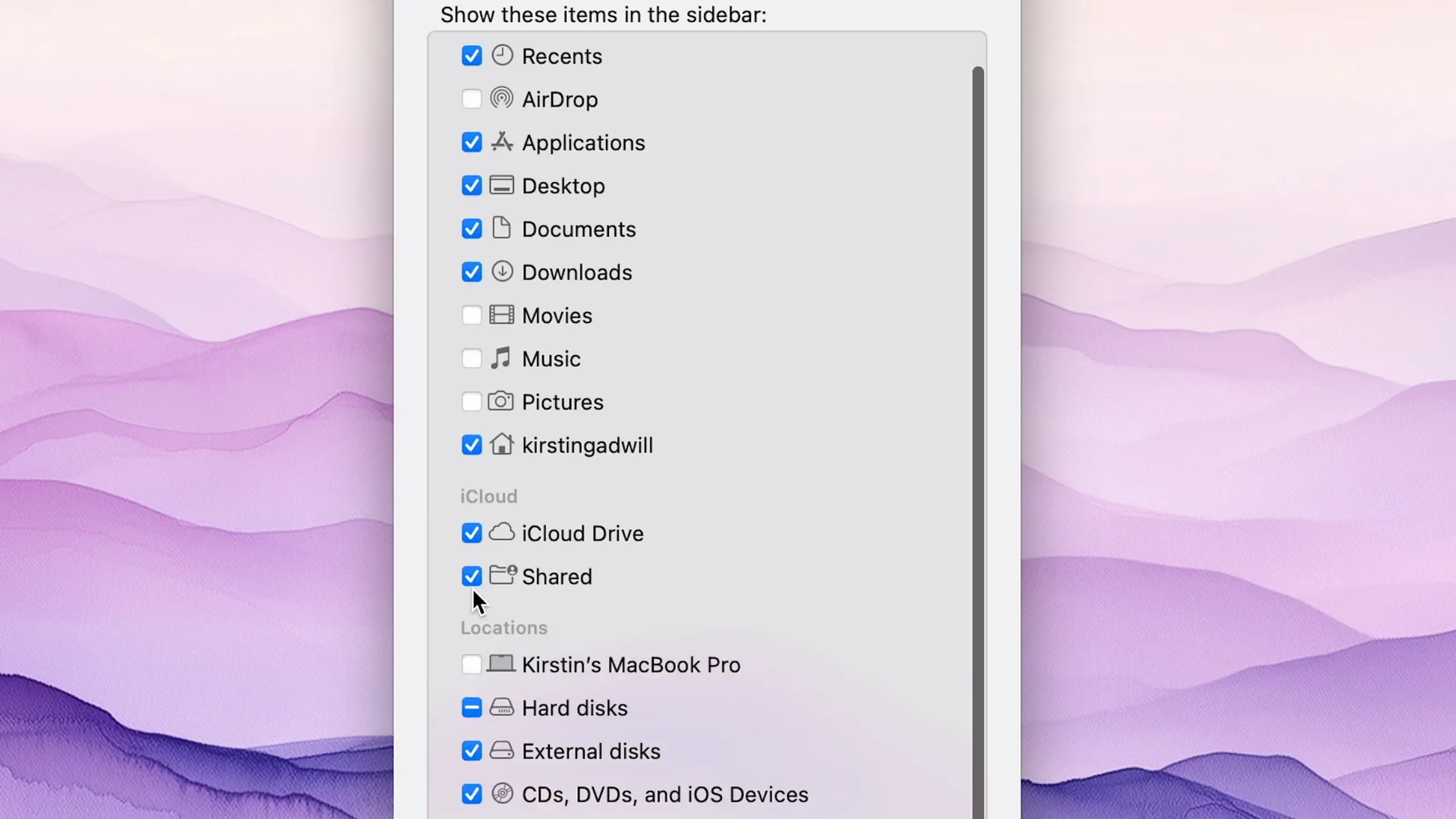 Customizing Finder window sidebar