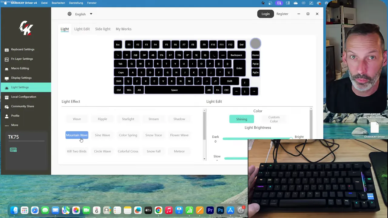 Software: verschiedene Beleuchtungseffekte in der App