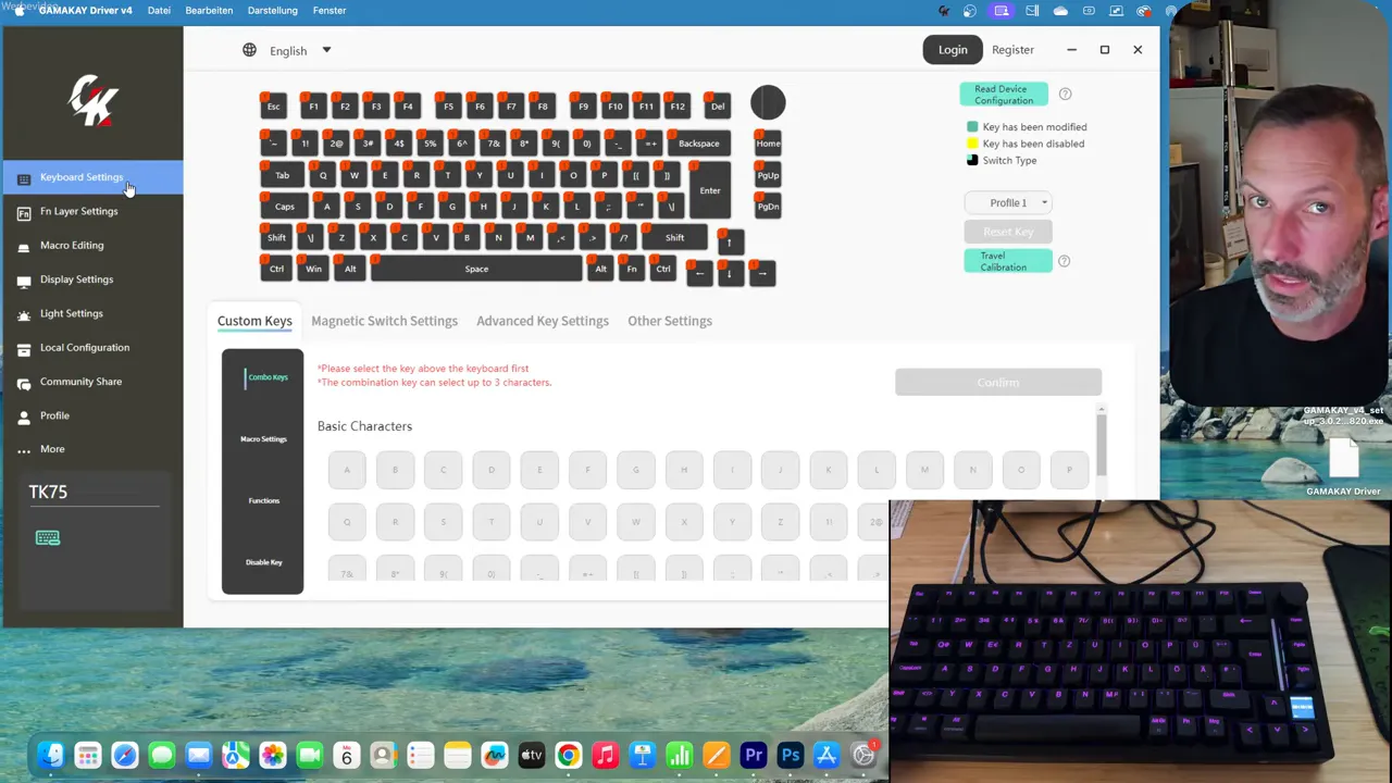Software: Macro-Editor und Keymap-Einstellungen