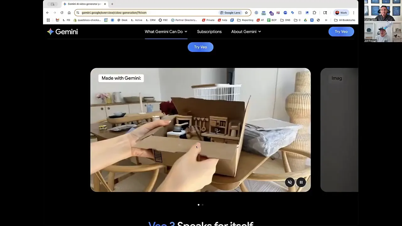 Hands opening a cardboard box to reveal a Gemini-generated miniature kitchen scene