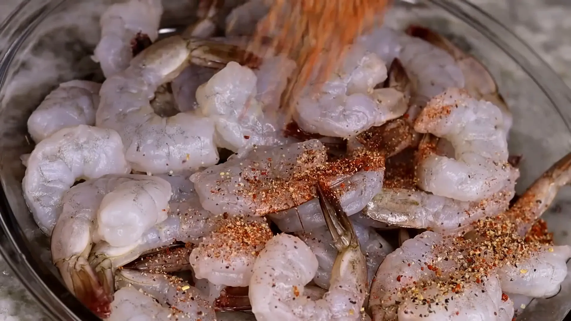 Seasoning the shrimp