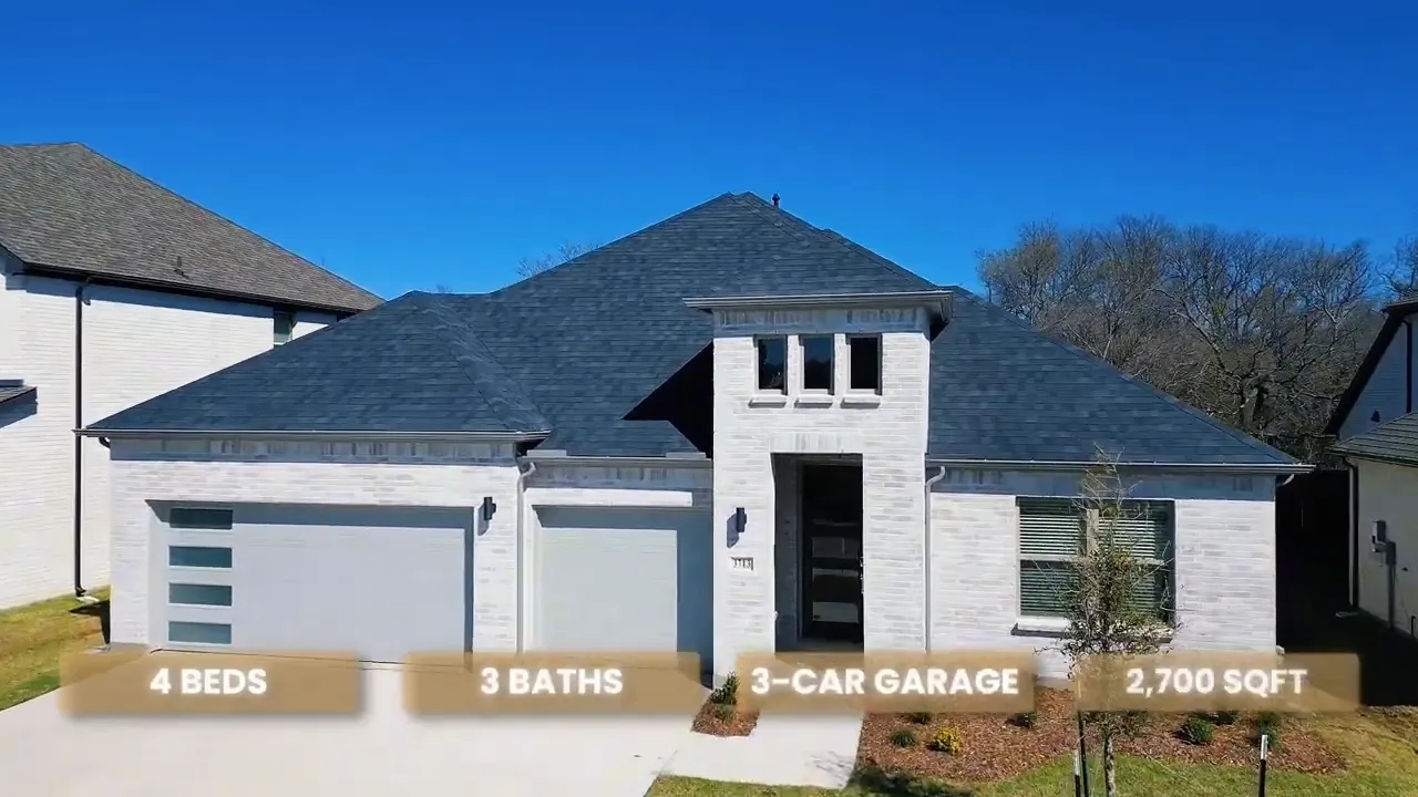Princeton Texas new construction home details showing 4 beds, 3 baths, 3-car garage, 2,700 sqft