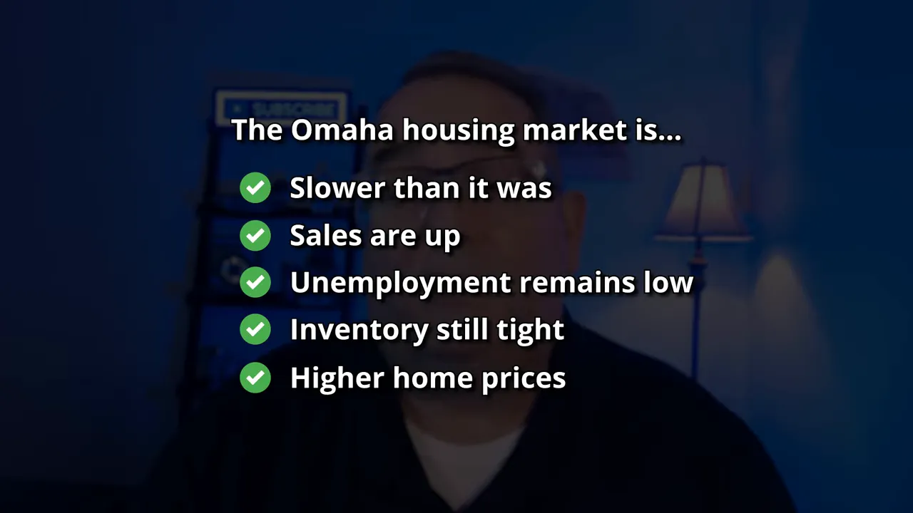 Summary list showing slower market sales up low unemployment tight inventory and higher home prices
