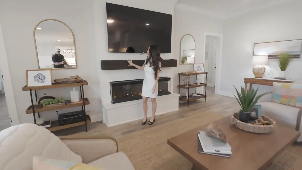 Living room with wall mounted television