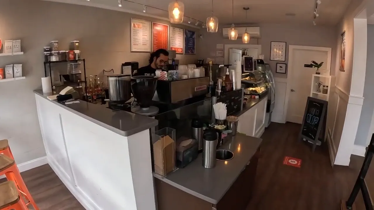 Interior view of a small café coffee bar in New Jersey