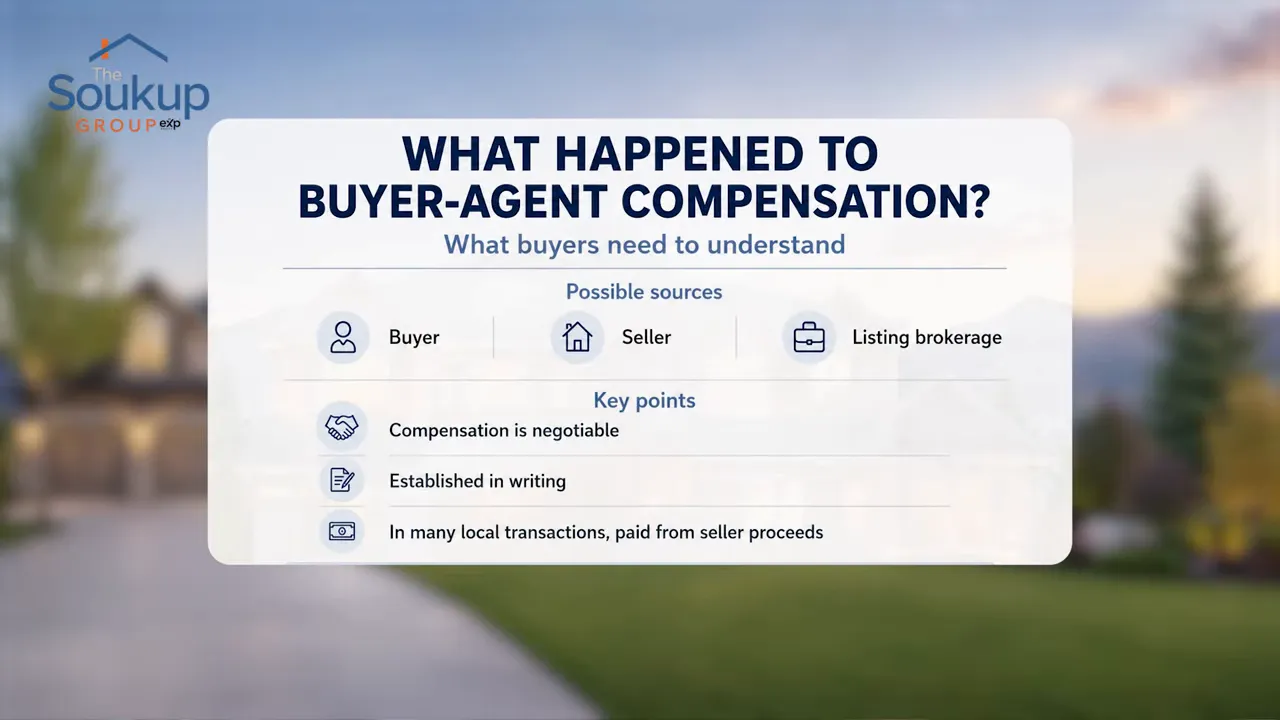 Slide explaining buyer agent compensation sources