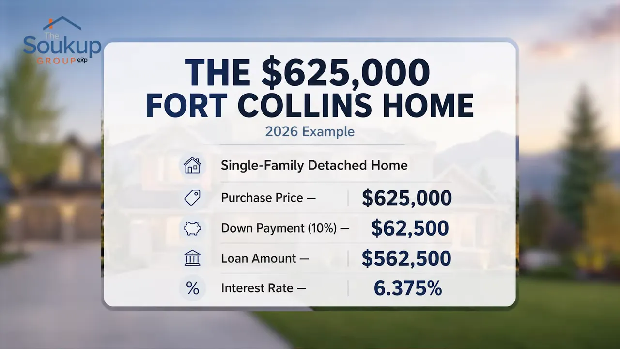 Slide showing 625000 Fort Collins home purchase assumptions