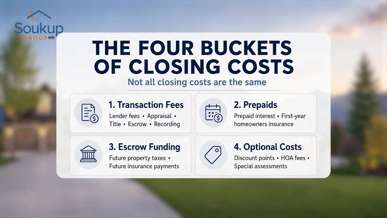 Slide showing the four buckets of closing costs