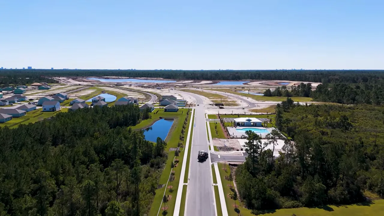 Rendering of resort-style pool planned within the community