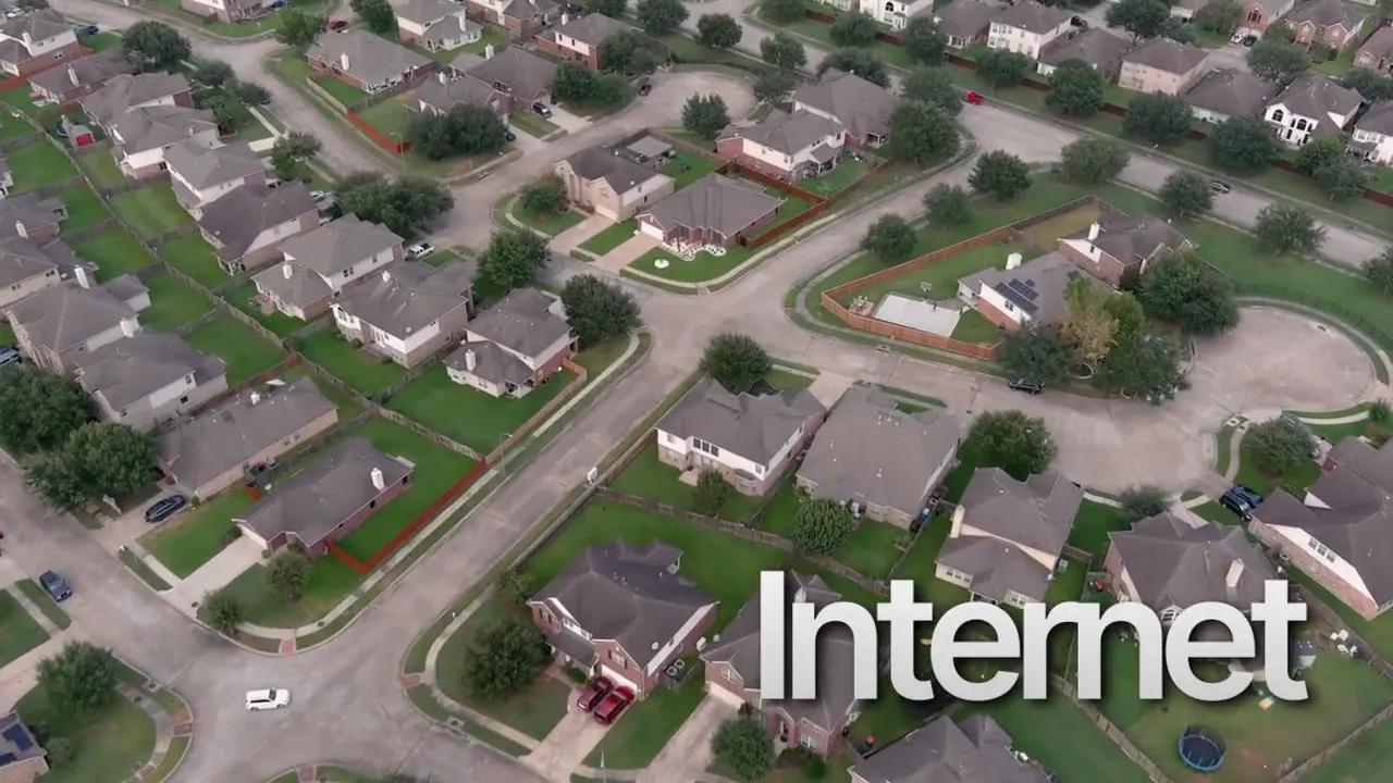 Aerial view of suburban homes and streets