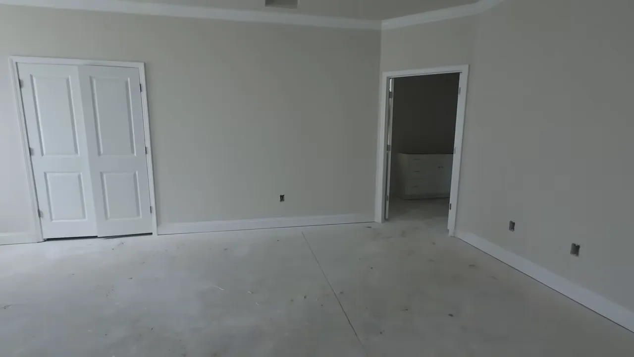 Unfinished room layout with doors in North Myrtle Beach new construction