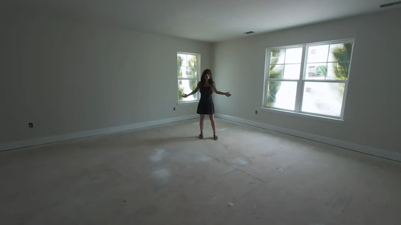 Large upstairs loft area with big windows and open floor space in a new construction home