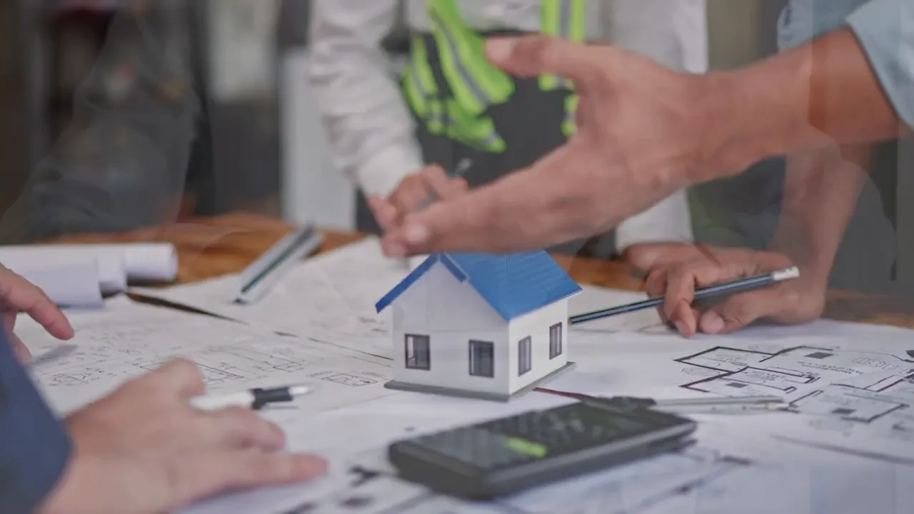 Group reviewing home plans around a table