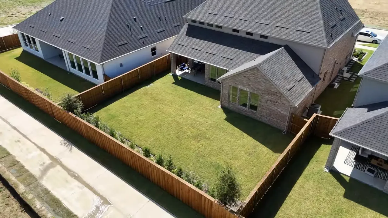 Backyard space showing room for play area or pool