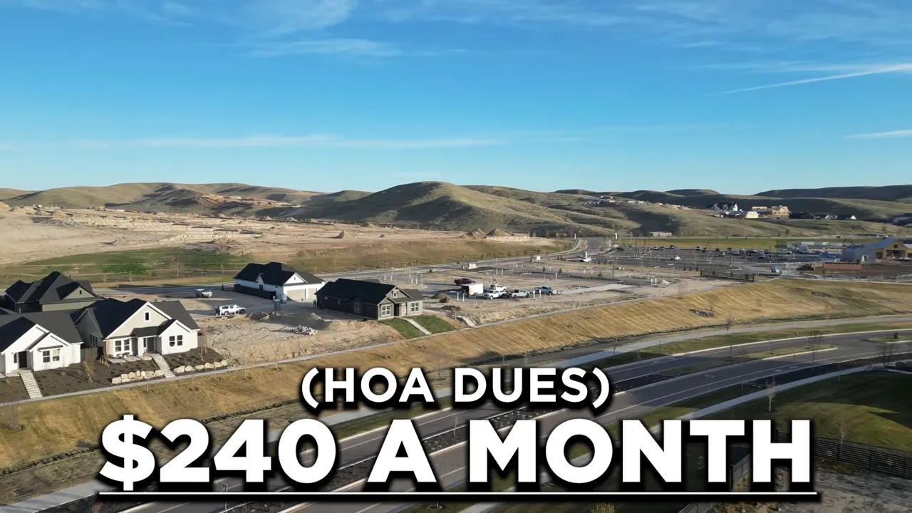 Aerial view of Valnova Subdivision with HOA dues text reading $240 a month