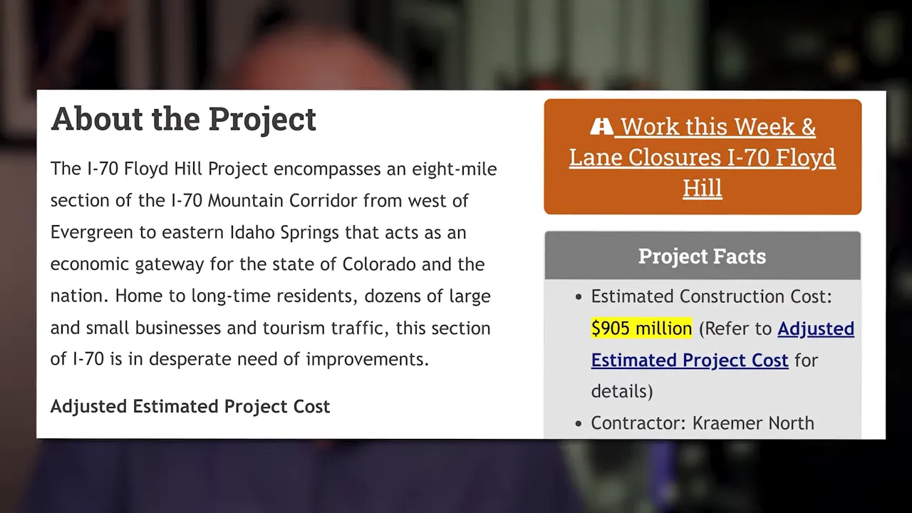 Project information for the I 70 Floyd Hill construction project