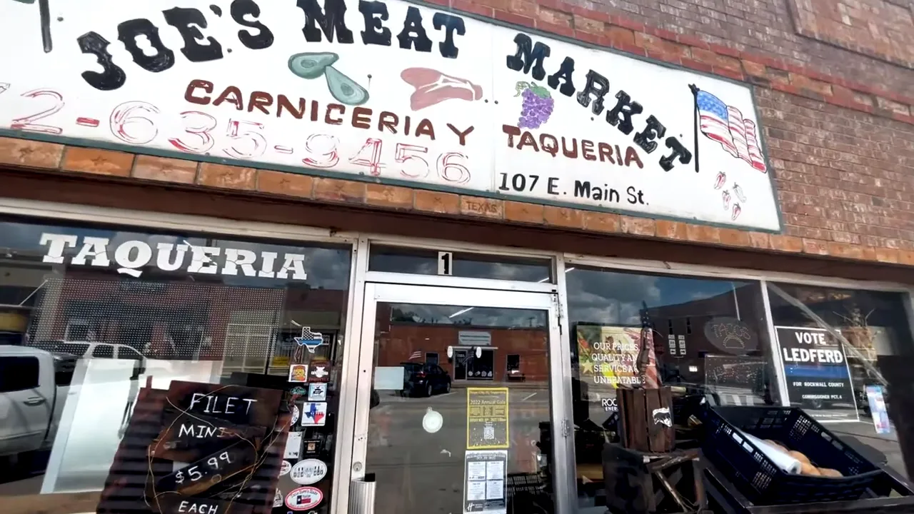 Sign for Joes Meat Market Carniceria and Taqueria