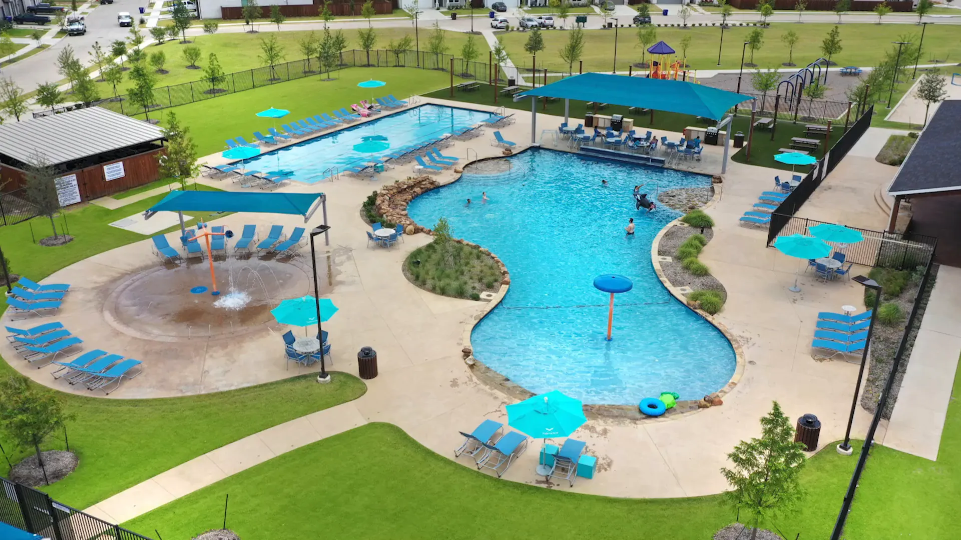 Aerial view of Waterscape swimming pool and amenity area