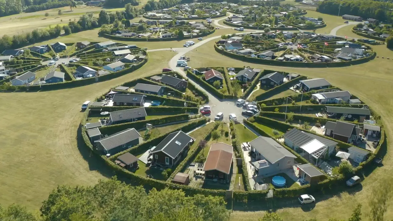 Aerial view of a circular residential neighborhood