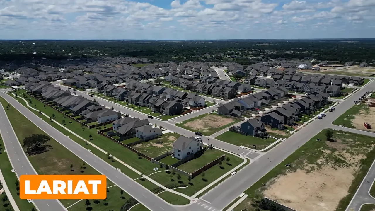 Aerial view of Lariat neighborhood in Liberty Hill