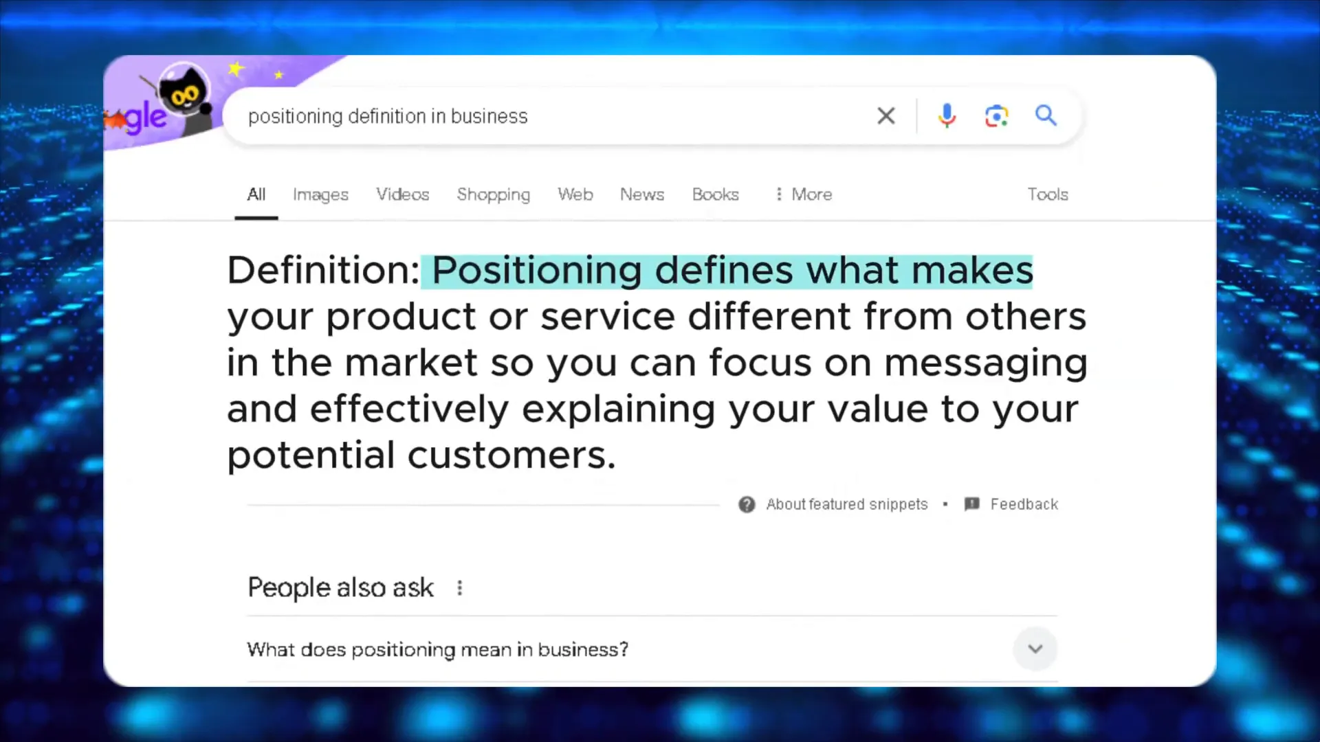 Positioning defines what makes your product or service different