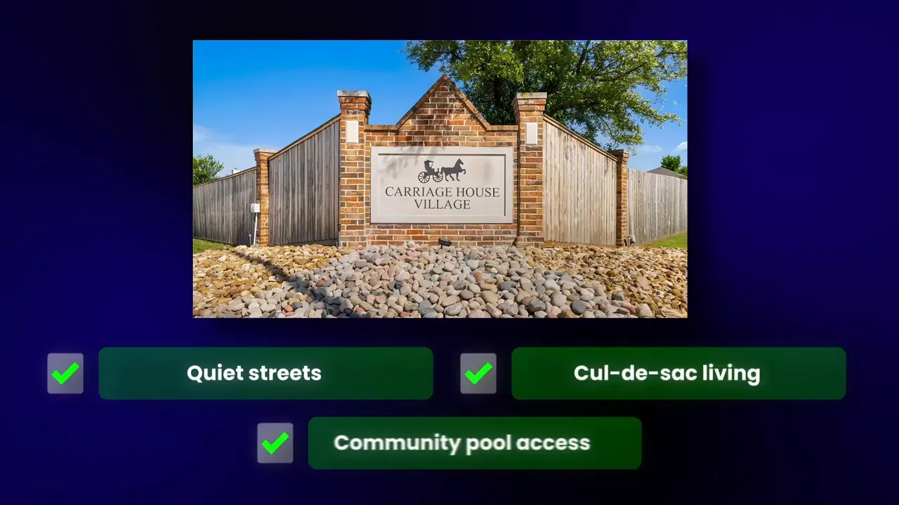 community entrance sign with quiet streets label