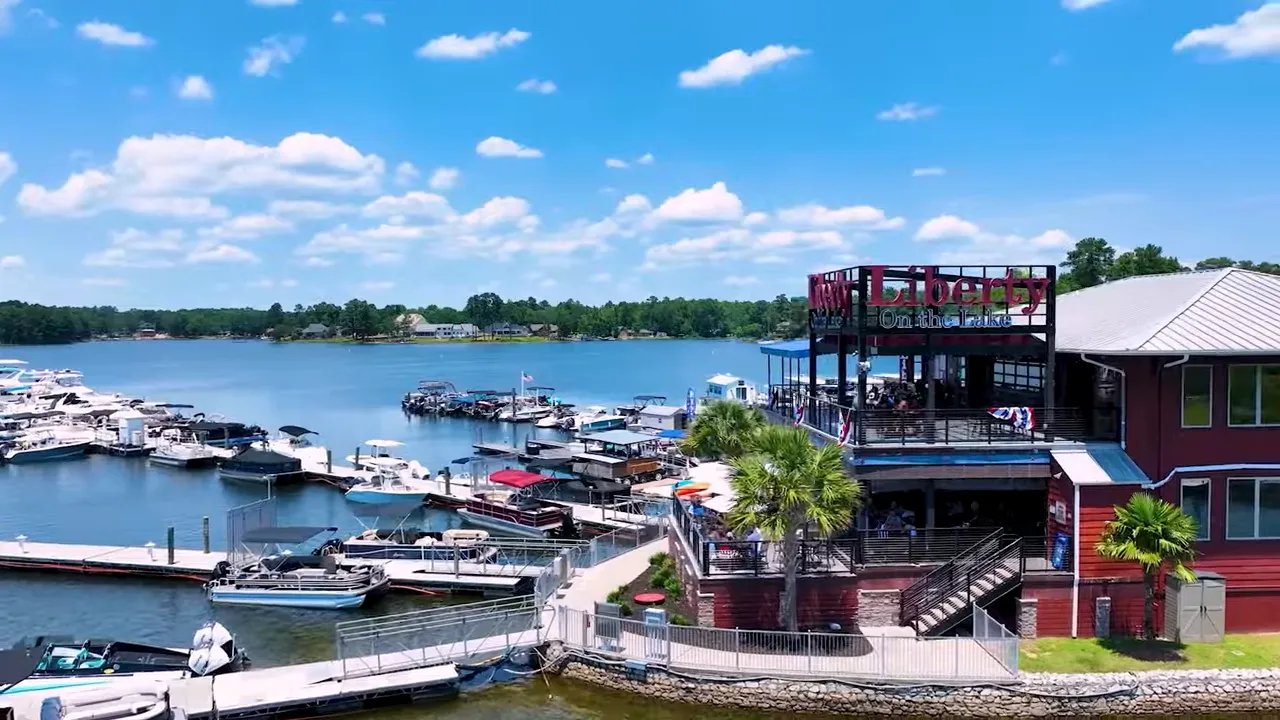 Marina docks and boats beside Lake Murray