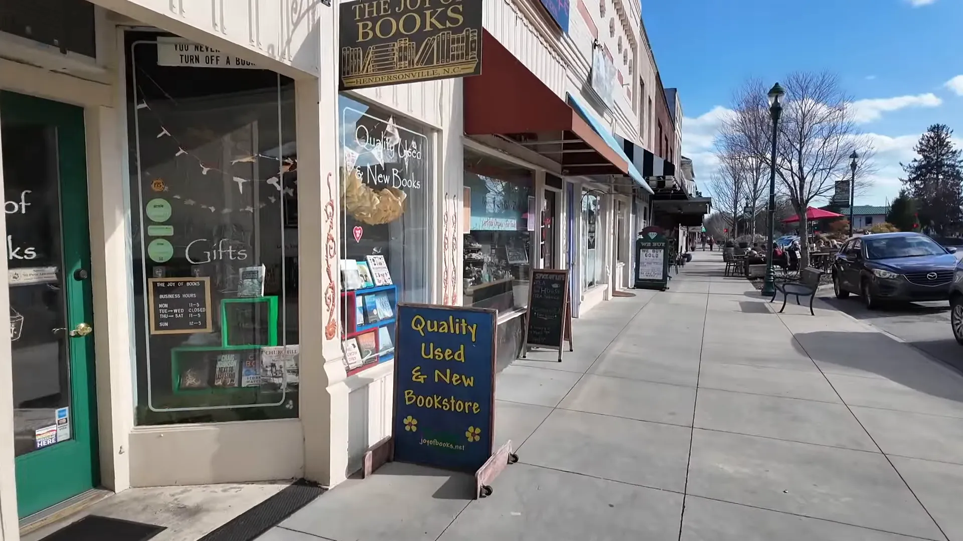 Charming shops and cafes along Main Street