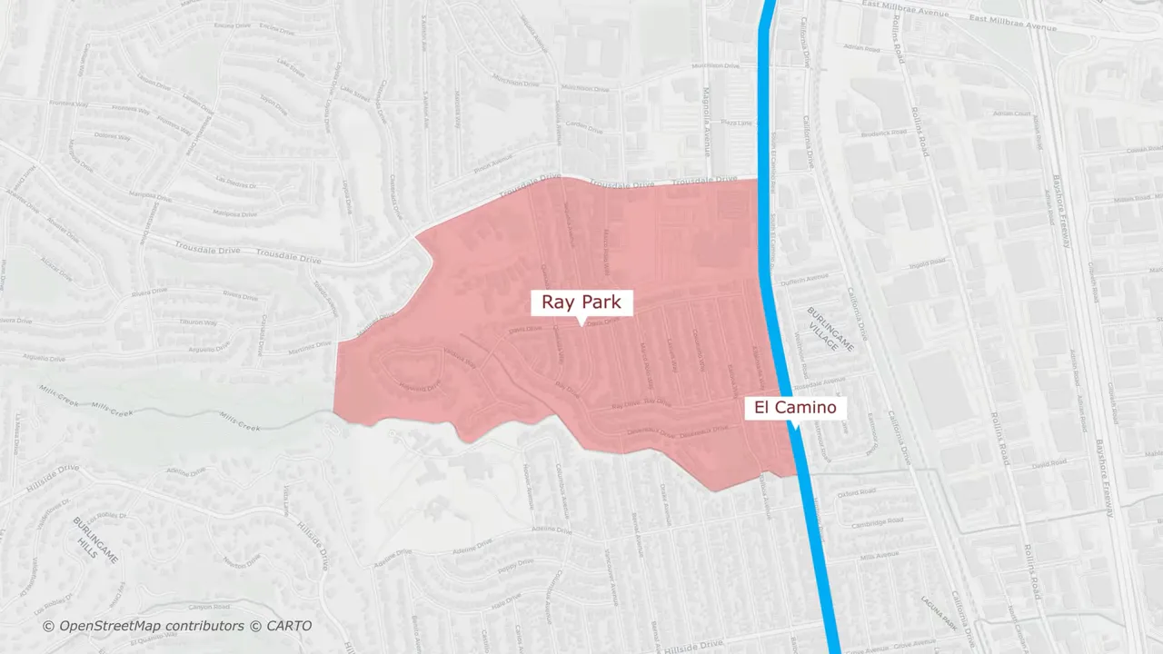 Map showing the Ray Park neighborhood area