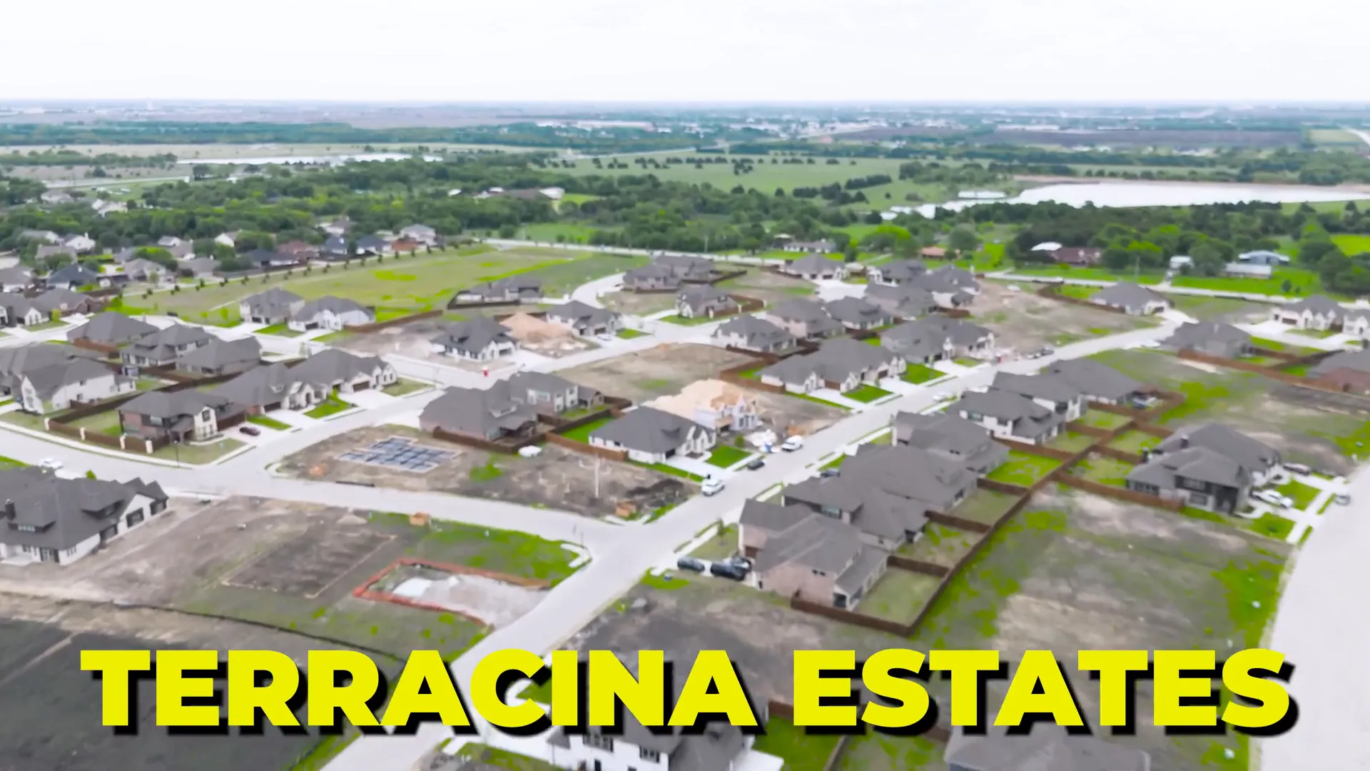 Aerial view of Terracina Estates showing spacious lots and natural surroundings