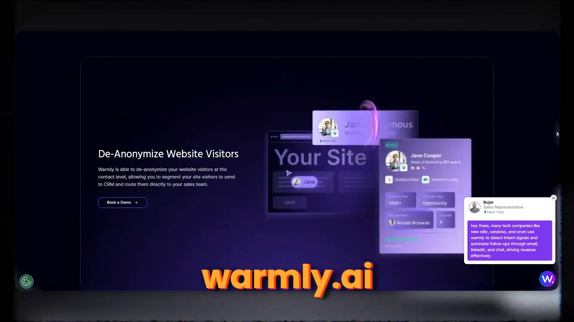 Example of lead capture interface on warmle.com