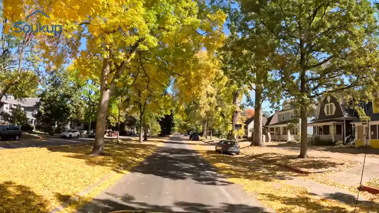 Residential street scene in Fort Collins showing suburban, drive-oriented layout