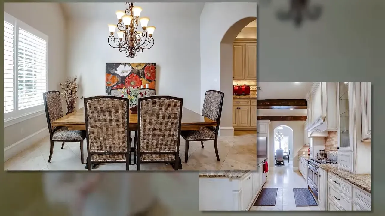 Formal dining area with textured accent wall