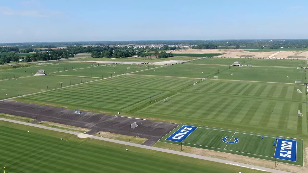 Aerial view of Grand Park sports fields in Westfield