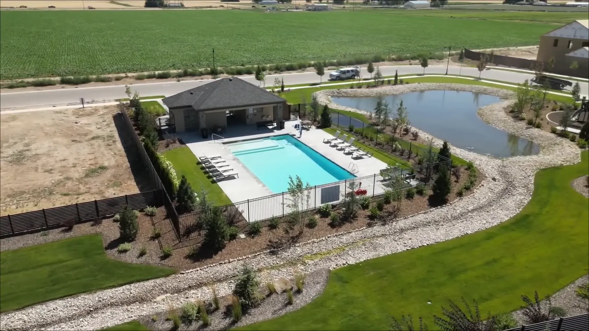 Community pond and park near the homes