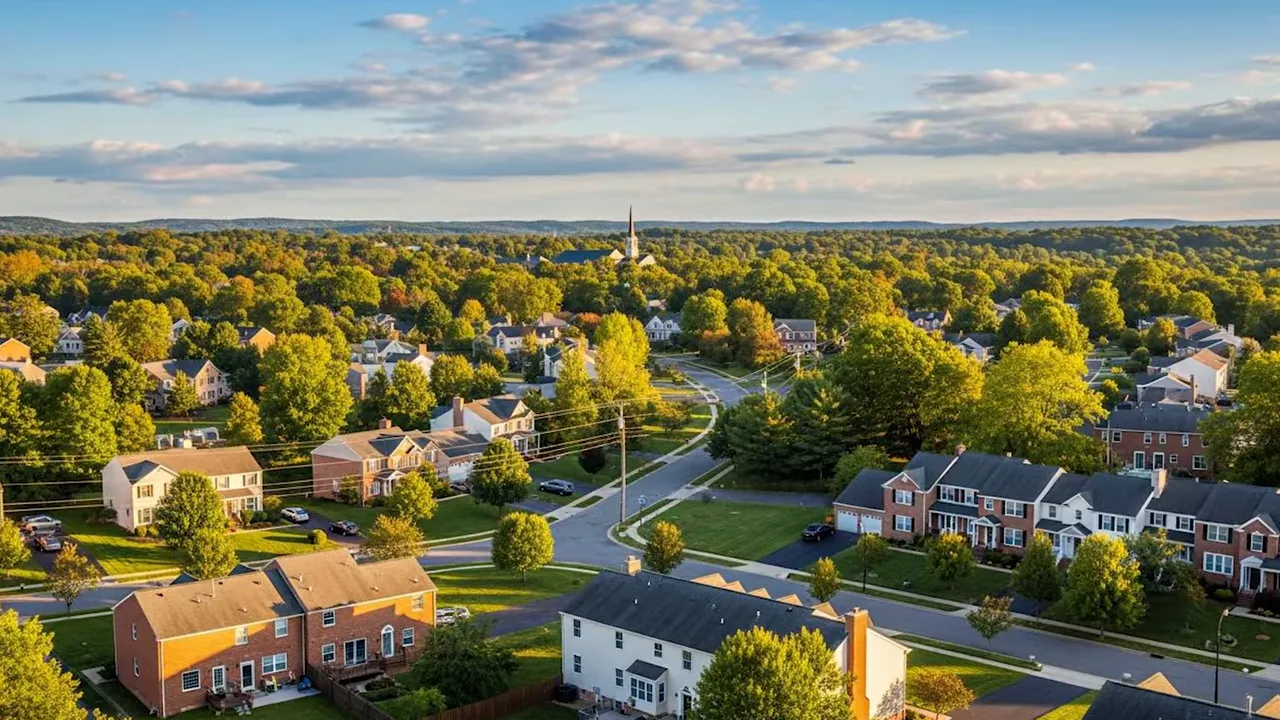 Aerial neighborhood view labeled Olney