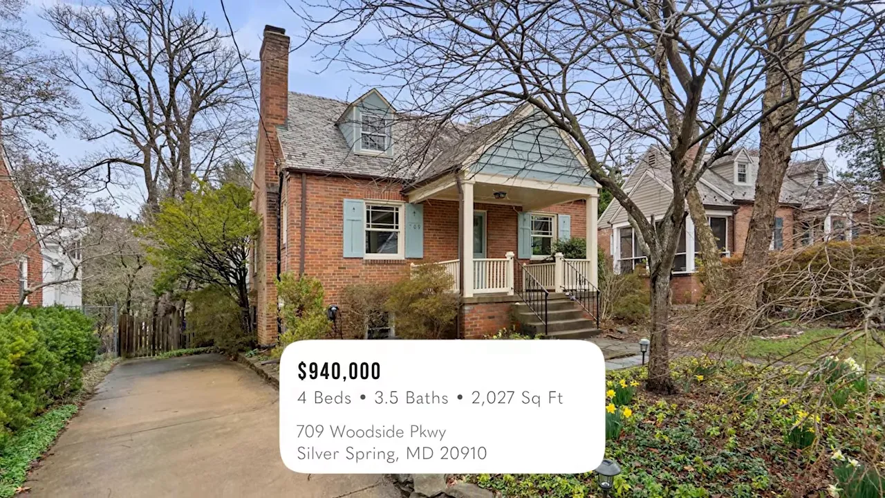 Brick home listing image with price of 940000 dollars and Silver Spring Maryland location