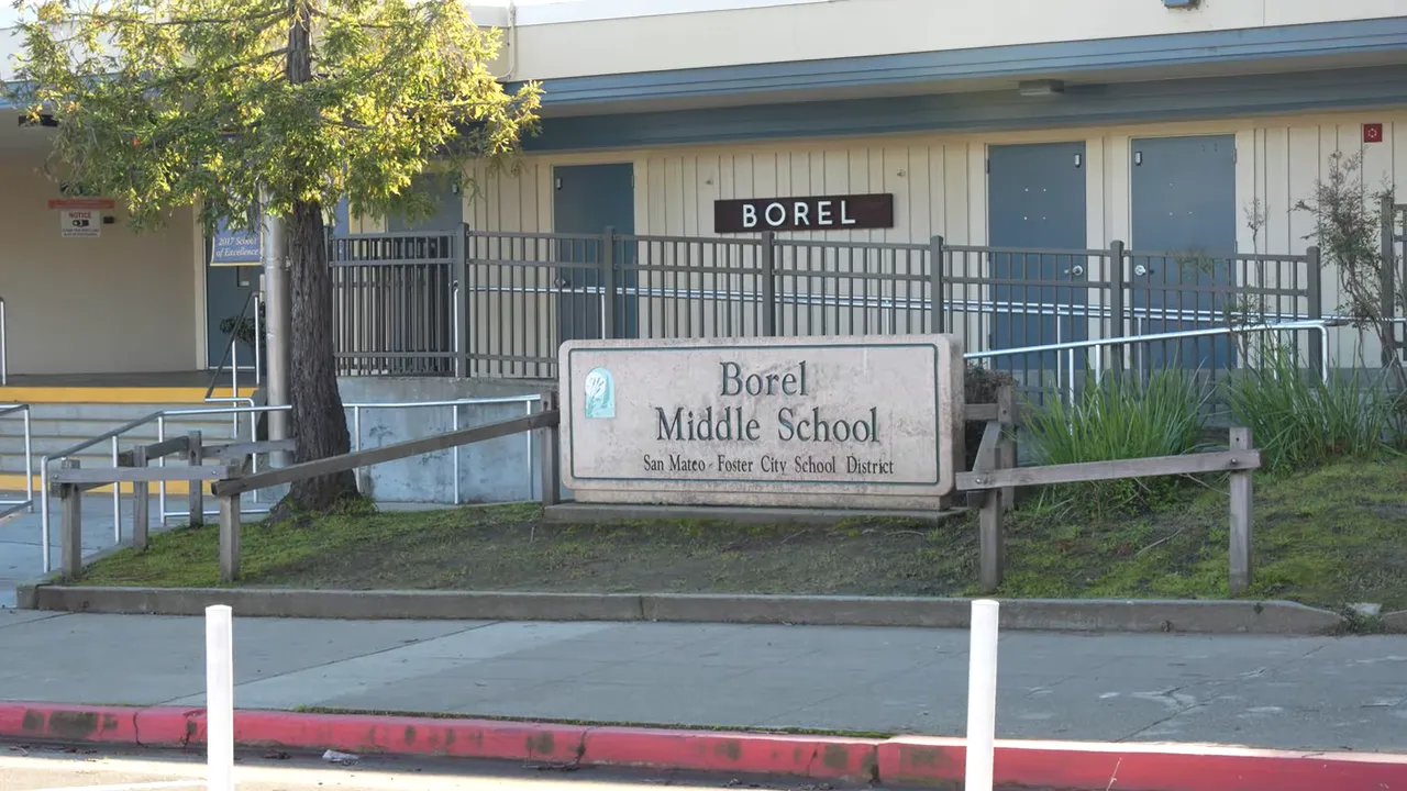 Borel Middle School entrance sign at San Mateo - Foster City School District