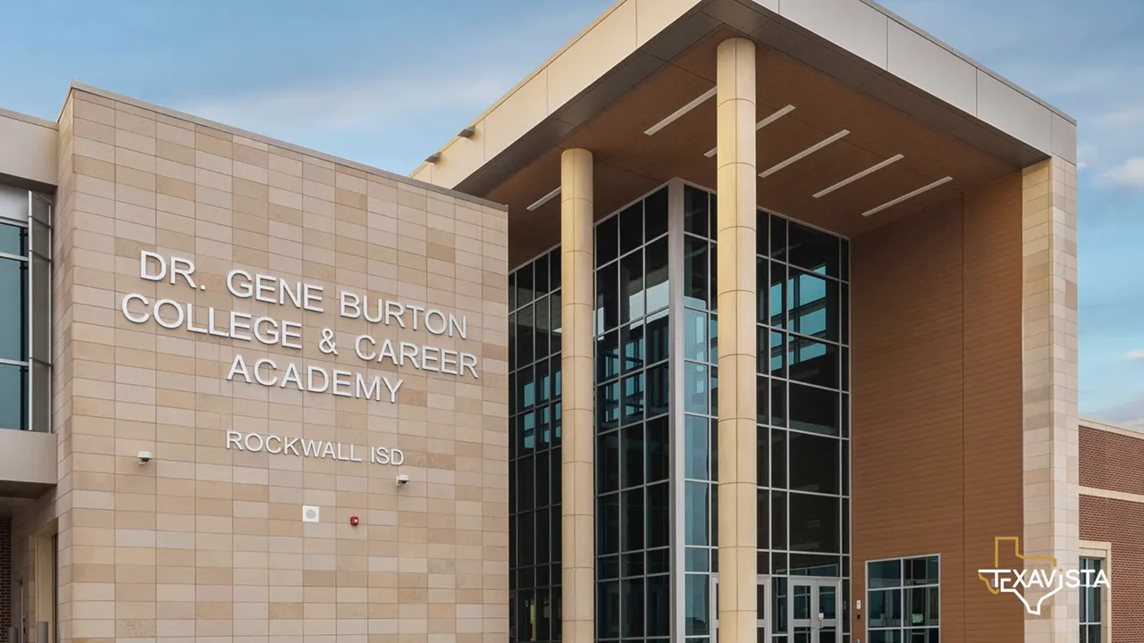 Exterior of Dr. Gene Burton College & Career Academy in Rockwall ISD