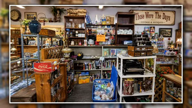 Antique store interior filled with furniture collectibles and display shelves