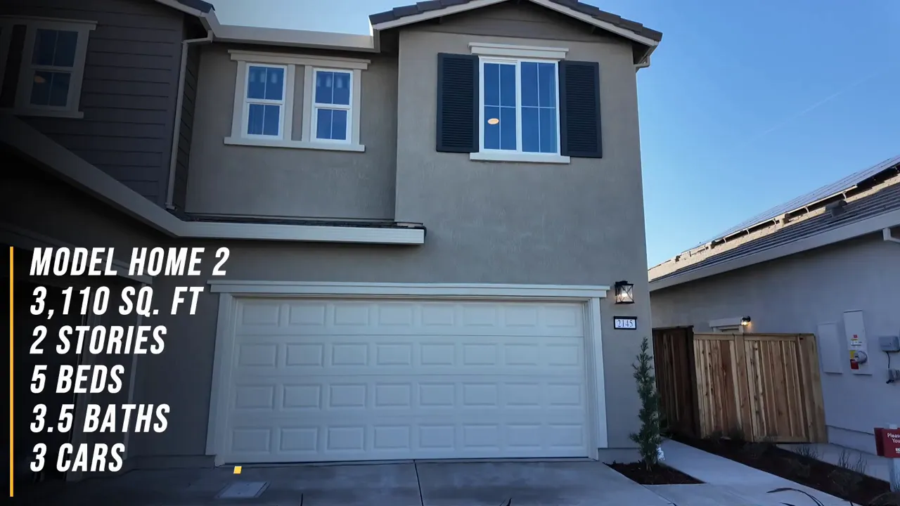 Three-car garage model exterior and side entry