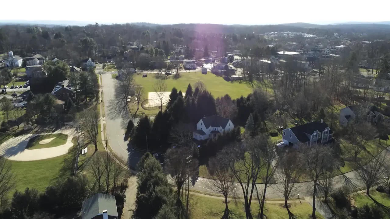 Aerial view of Mount Olive Township residential neighborhood and open green space