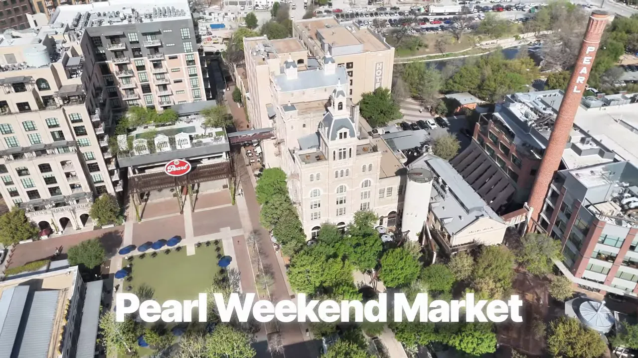 Aerial view labeled Pearl Weekend Market