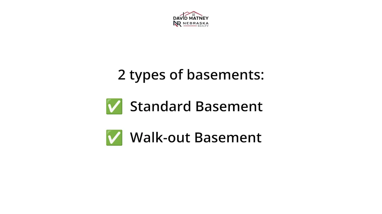 Slide reading '2 types of basements: Standard Basement, Walk-out Basement'