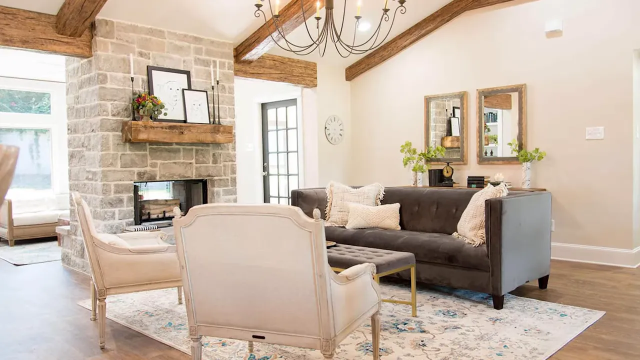 faux wood beam across ceiling