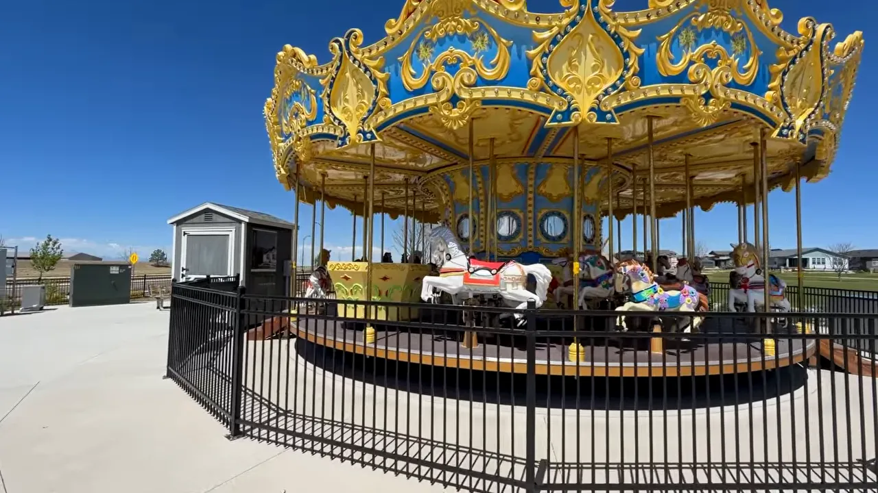 Carousel at Winged Melody Park in Aurora Highlands, Denver Colorado