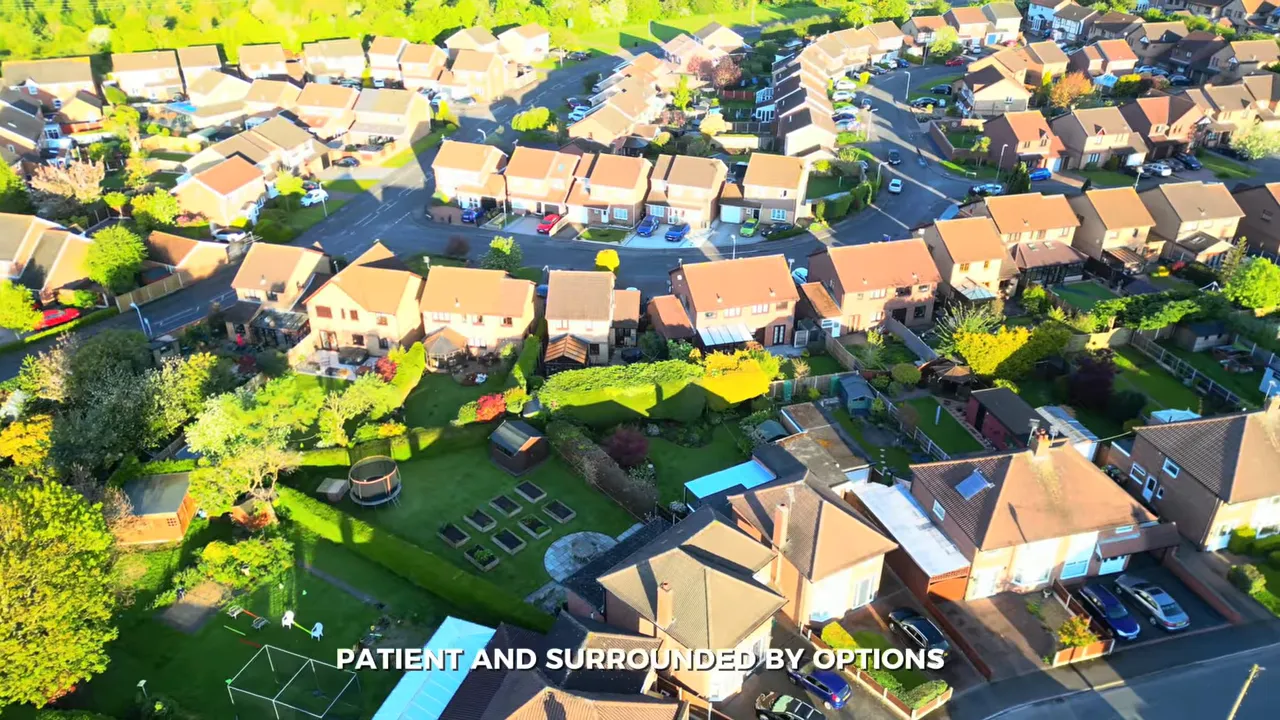 Aerial view of a large suburban neighborhood