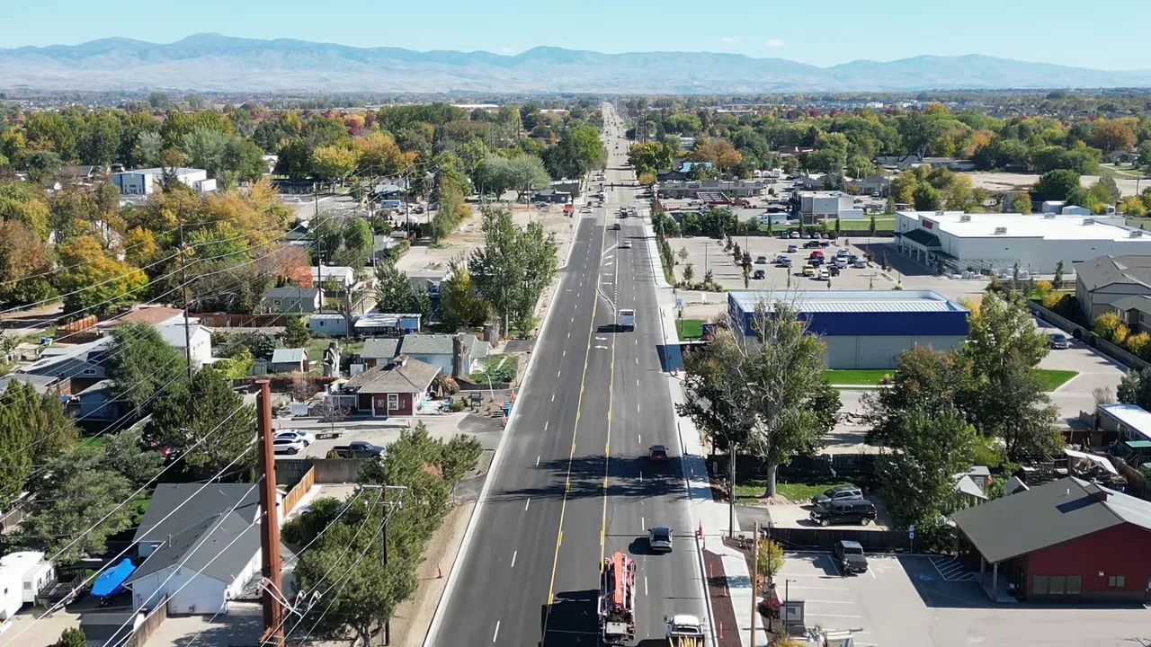 Highway view showing commute route toward Boise
