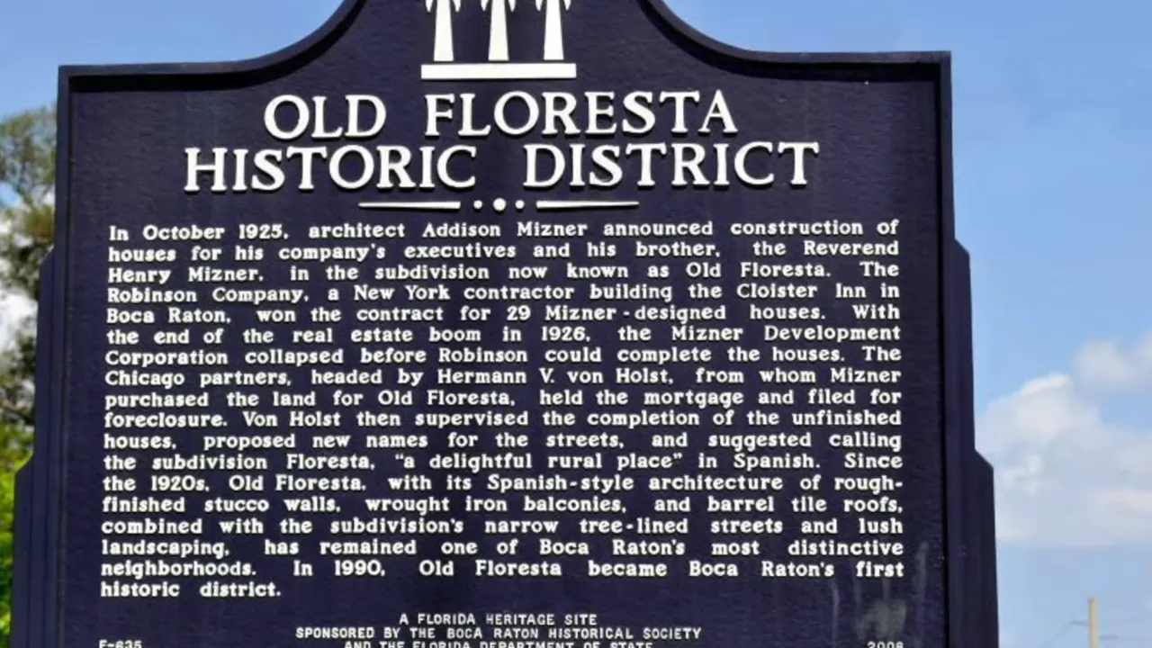 Old Floresta Historic District Florida heritage sign describing the neighborhood’s history